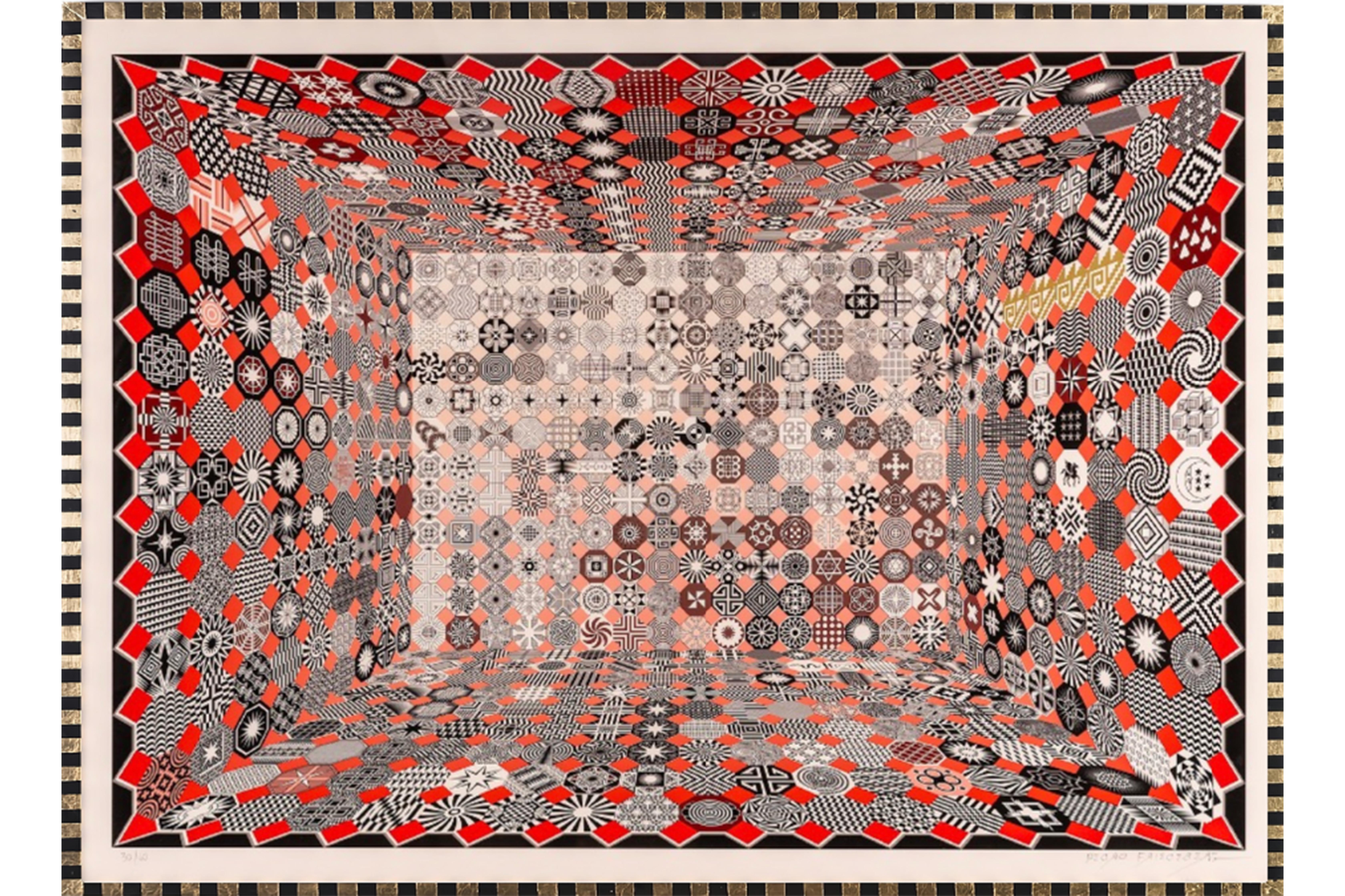 Pedro Friedeberg Abstract Print - Clarividencia Roja