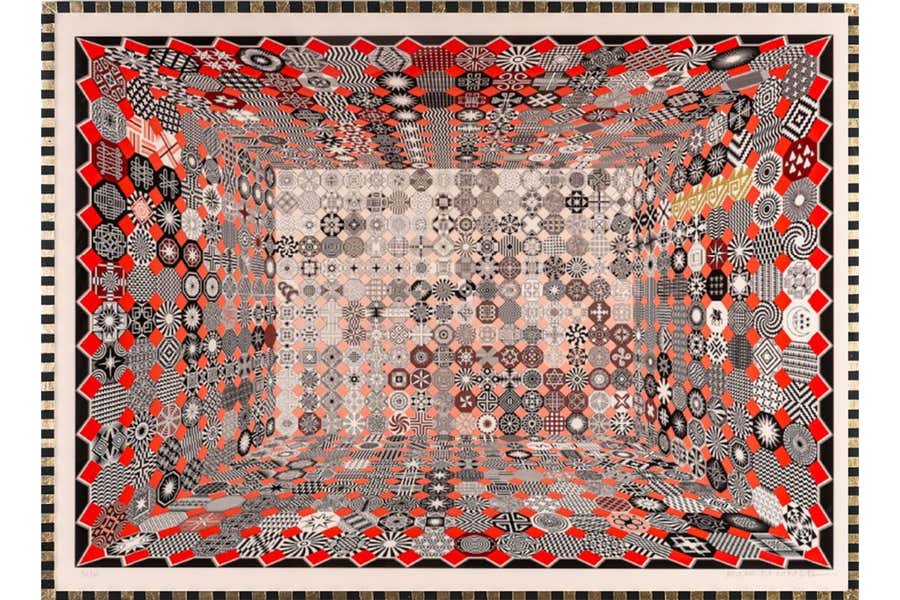 Clarividencia Roja Digital Print, Op Art, Framed, 21st Century