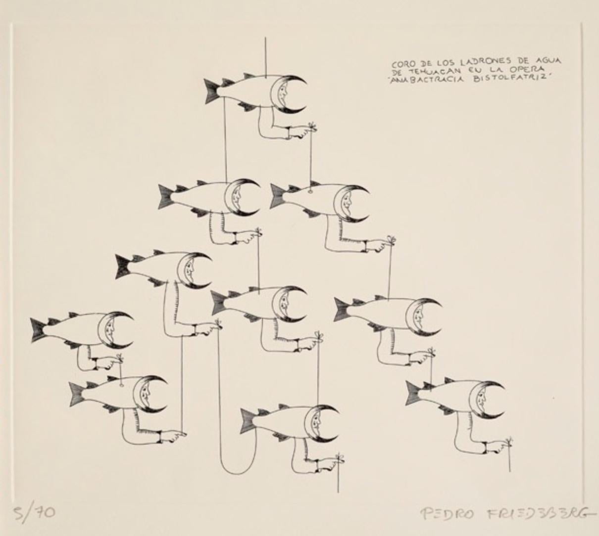 "Coro de ladrones" contemporary, surrealist, geometric, patterns - Print by Pedro Friedeberg