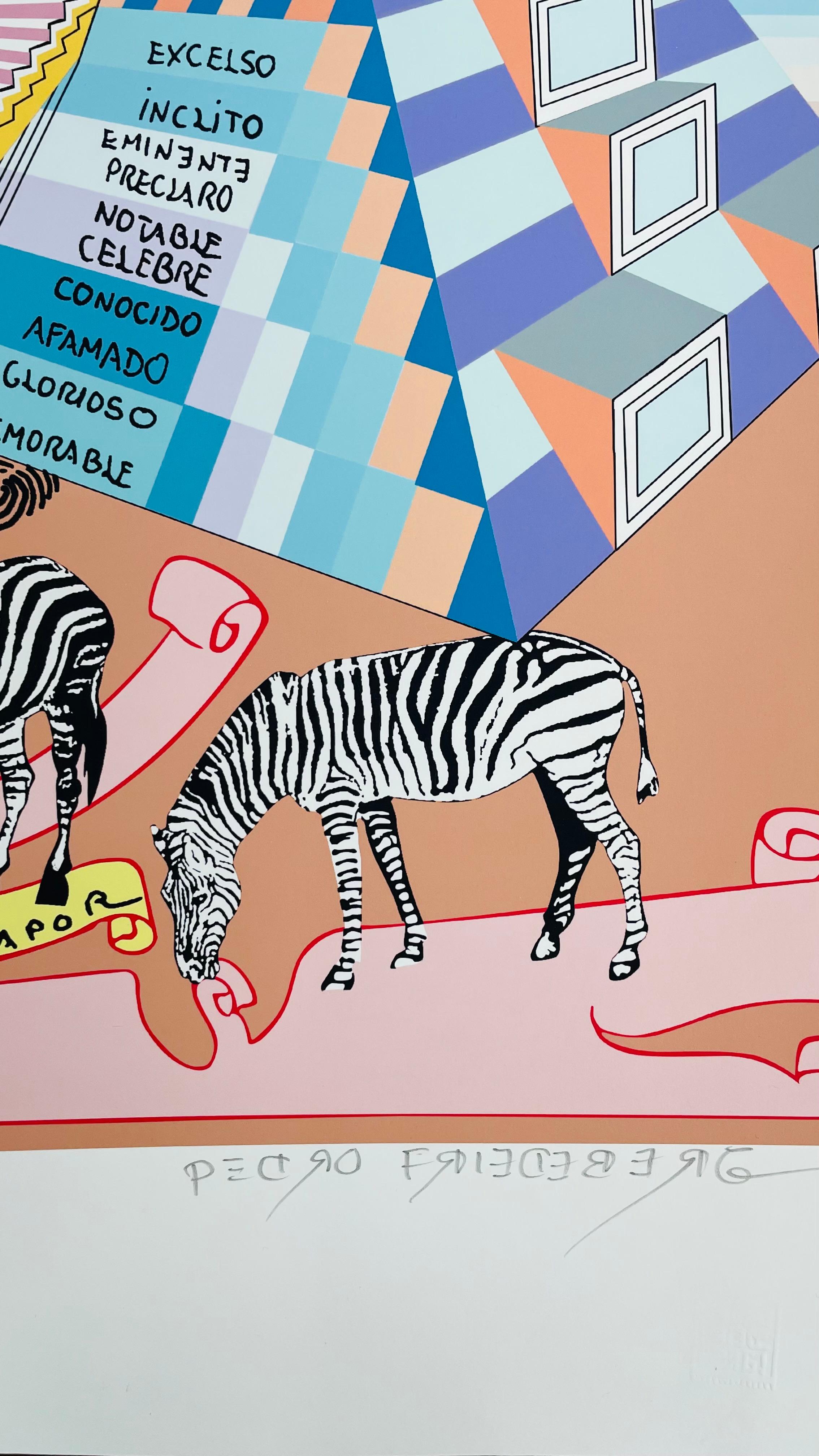 Zebras and pyramids - Print by Pedro Friedeberg