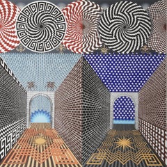 Encuentro de Dos Mundos, Op Art Screenprint by Pedro Friedeberg