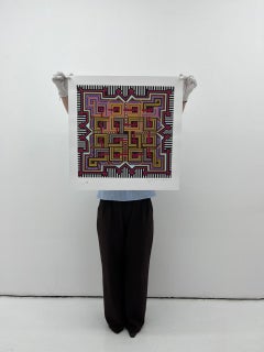Festive Tapestry, Giclée Print, 65 x 65 cm, Mexican Abstract Design, 2025.