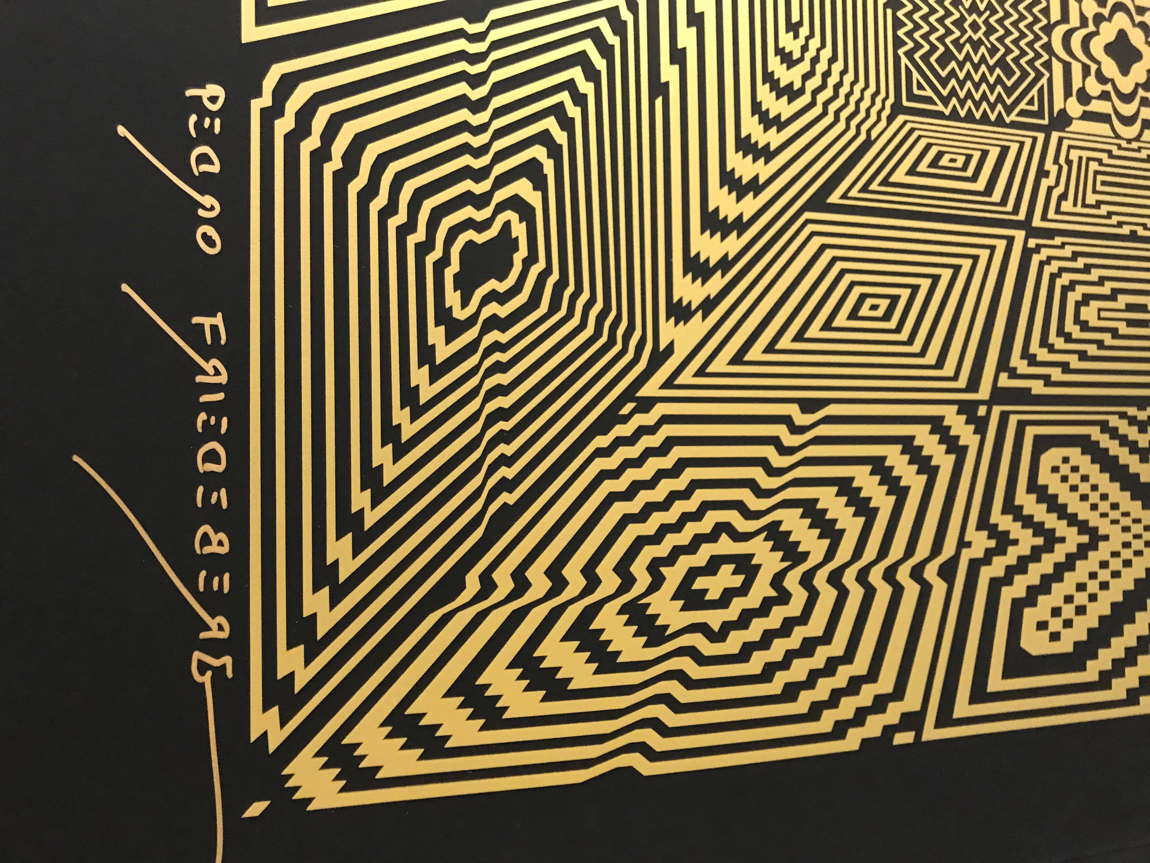 La caja de pandora - Gold Abstract Print by Pedro Friedeberg