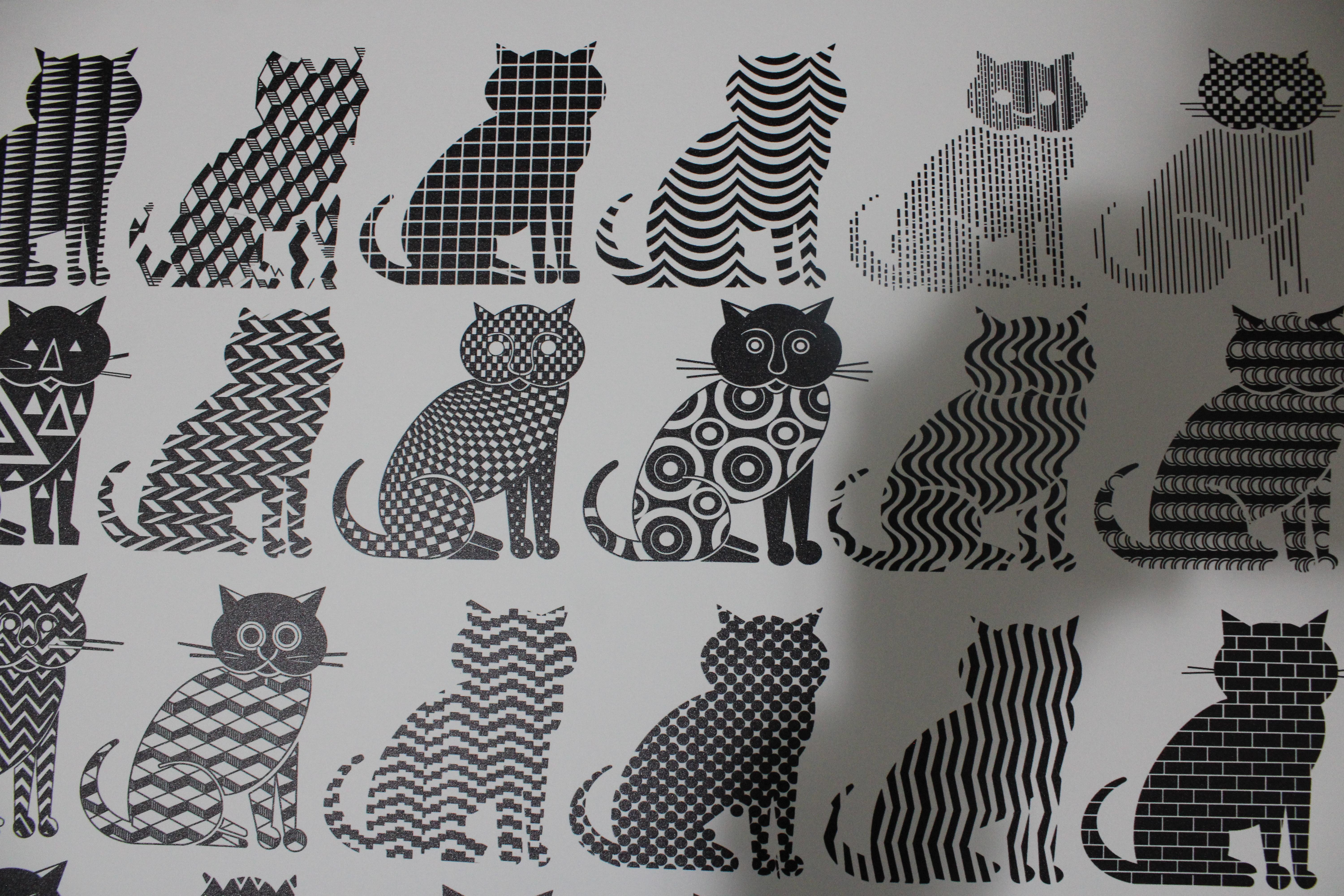 Los Gatos - Gris Abstract Print par Pedro Friedeberg