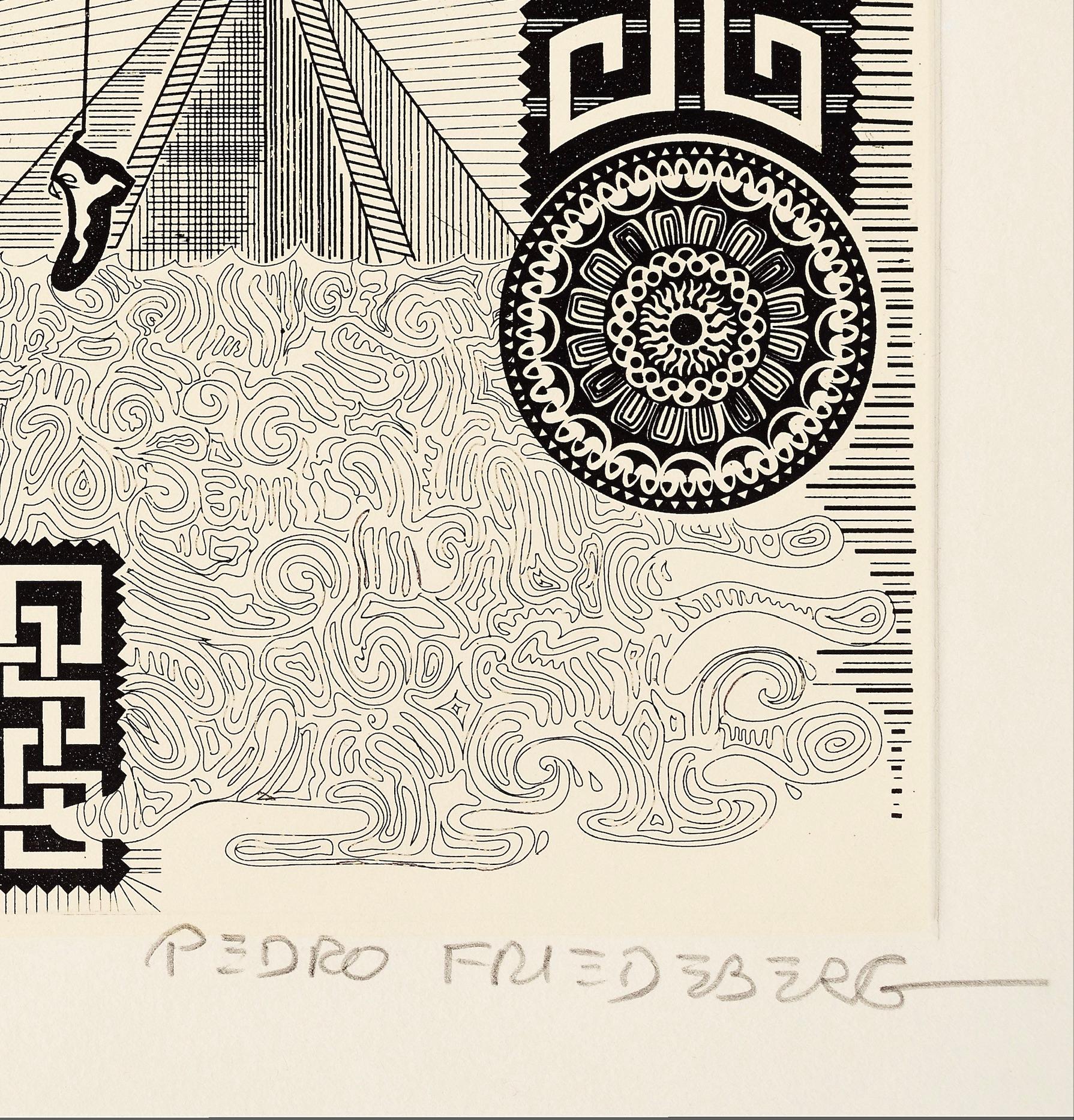 The repetition of patterns and rhythm is present in almost every piece of Pedro´s work.

The hybrid topographies that Pedro Friedeberg´s unclassifiable practice recreates we must recur to the Baroque and the neo-Baroque, both understood as