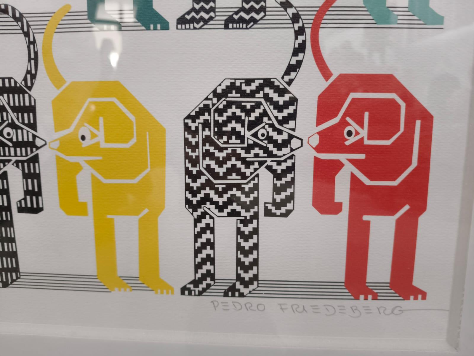 Loteria Canina - Gray Abstract Print by Pedro Friedeberg