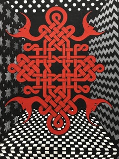 "Triperio lunar I" Triperio lunar, geométrico, perspectiva cúbica, blanco y negro