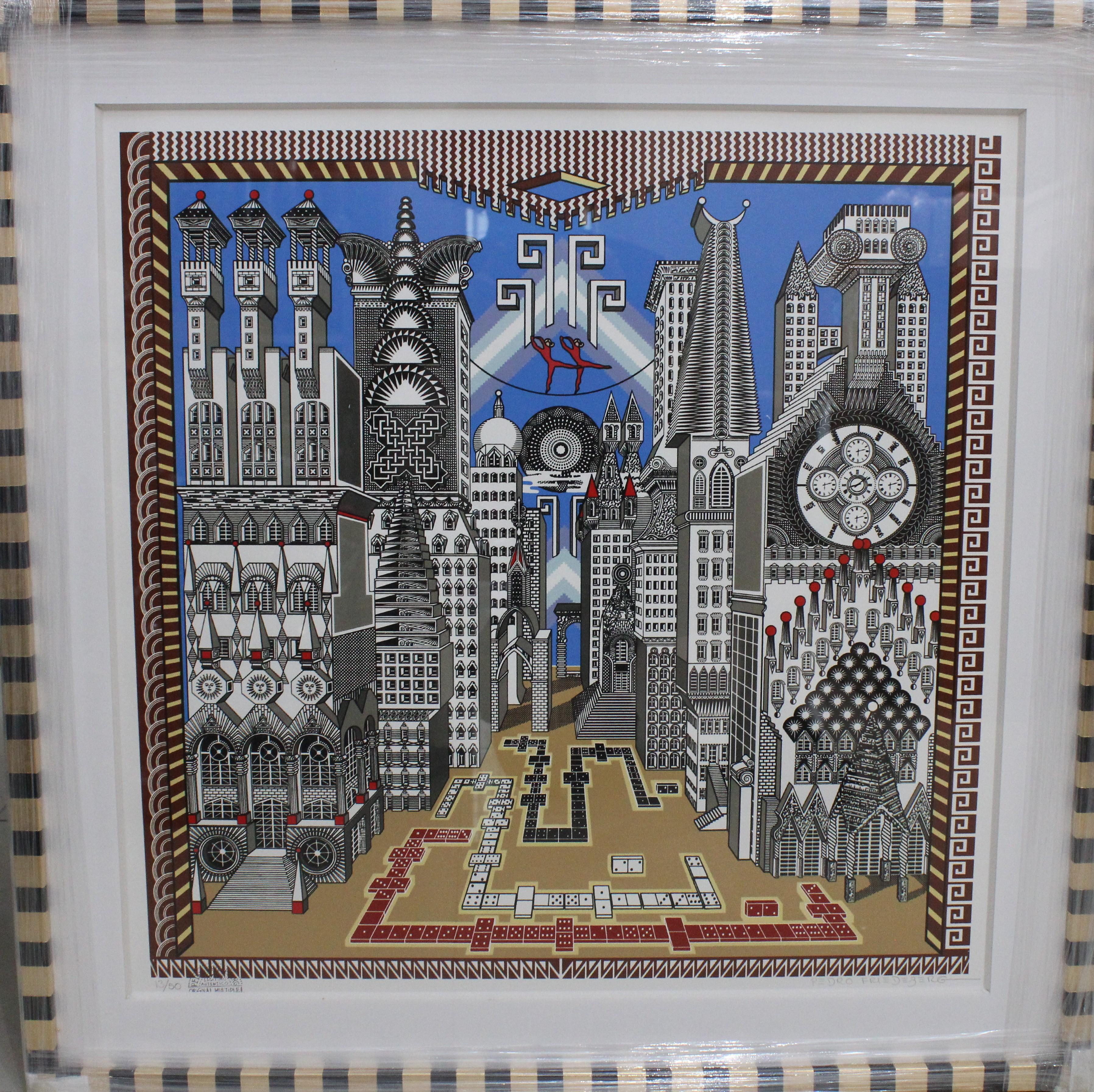 Pedro Friedeberg Landscape Print - Malabaristas Parapsicológicos