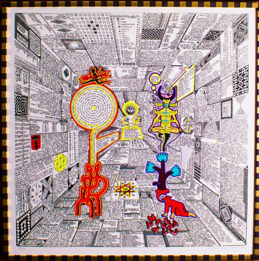 Mathias en Cuernavaca Serigraph, Surrealist, Framed, 1974