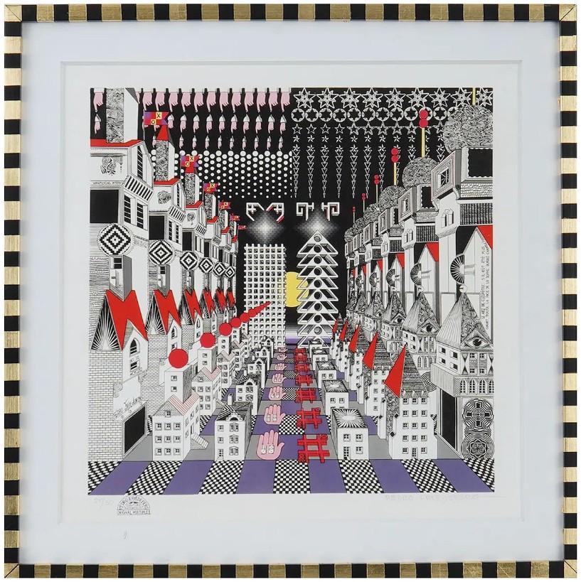 Pedro Friedeberg, messicano, nato nel 1936, una serigrafia a colori su carta in edizione limitata, Nariz De Cleopatra, Cleopatras Nose. Firmato nella stampa, in basso a sinistra. Firmato a matita, in basso a destra. Timbrata e numerata 24 di 50 a