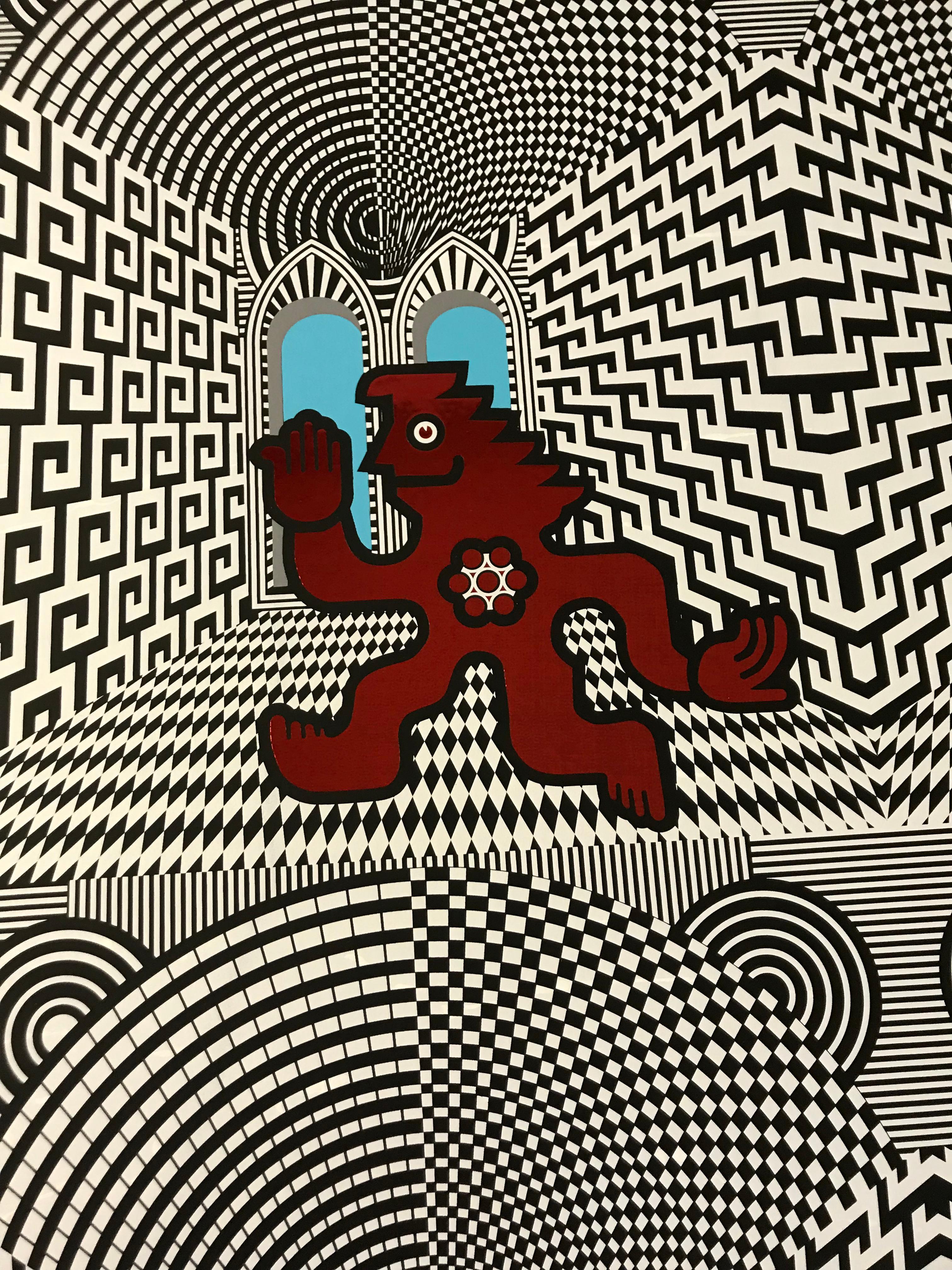 Salud, Energúmeno! - Gray Figurative Print by Pedro Friedeberg