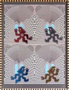 "¡Salud Energúmeno!" pattern, geometric, surrealist