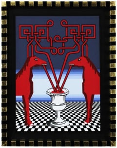 Pedro Friedeberg - SALUDCITA Y PROVECHITO Siebdruck, surrealistischer Stil, gerahmt, signiert SALUDCITA Y PROVECHITO Siebdruck, surrealistischer Stil, gerahmt, signiert