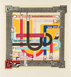 "Sanas distancias" Safe distances - figurative, hands, post COVID art