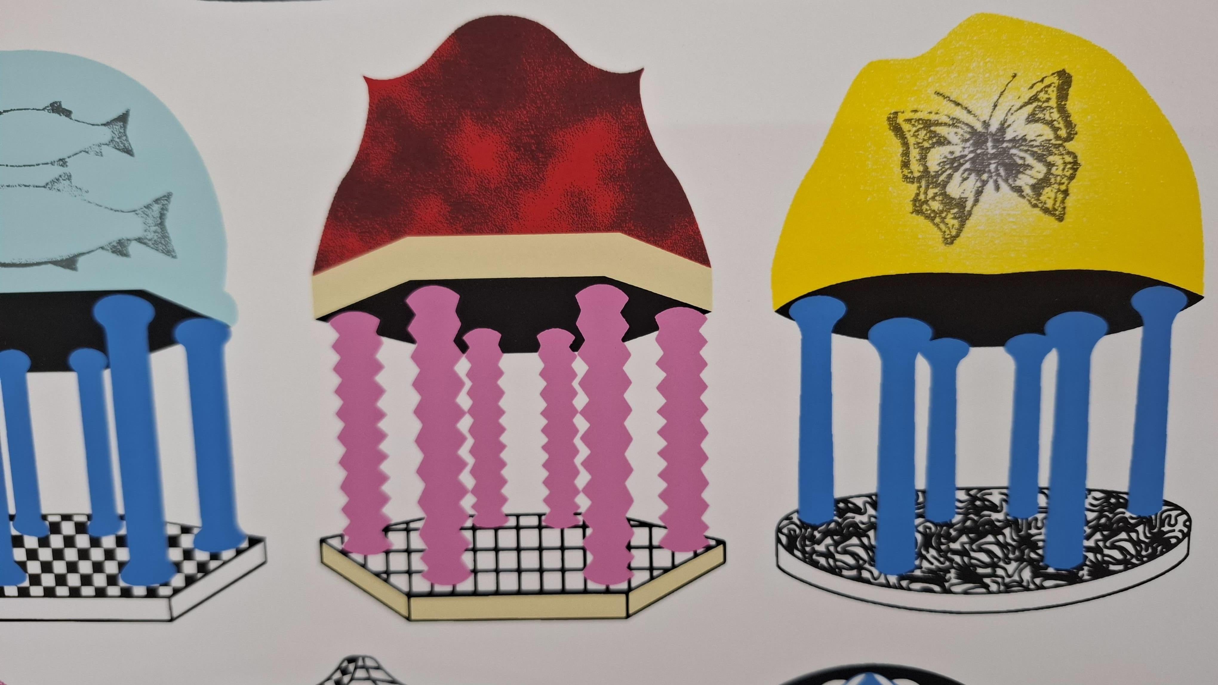 Les temples de l'amitié - Op Art Print par Pedro Friedeberg