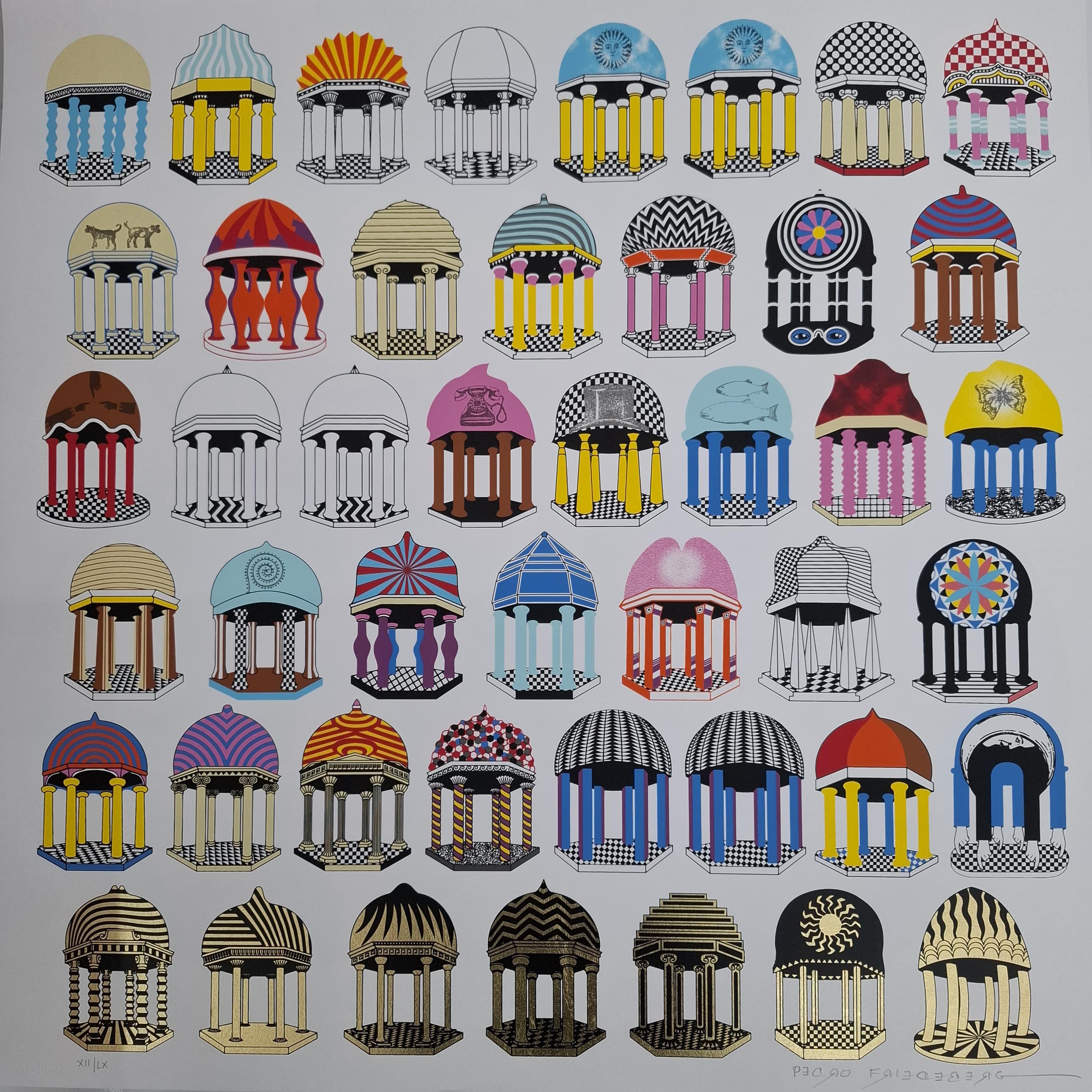 Landscape Print Pedro Friedeberg - Les temples de l'amitié