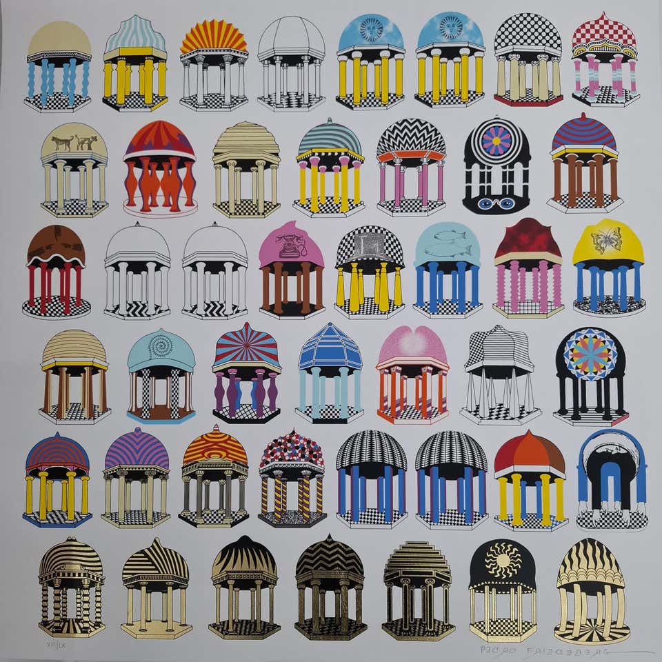 Templos de la Amistad Serigraph, Op Art, Signed Limited Edition XIII/C
