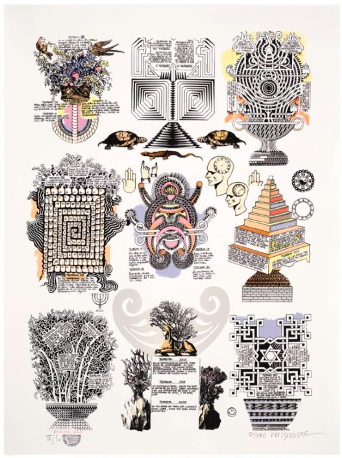 "Teoremas de Spinoza" grafica, figurativa, contemporanea, geometrica - Print di Pedro Friedeberg