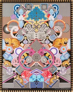 "Tiempos fáciles" contemporary surrealist geometric forms jaguars patterns 