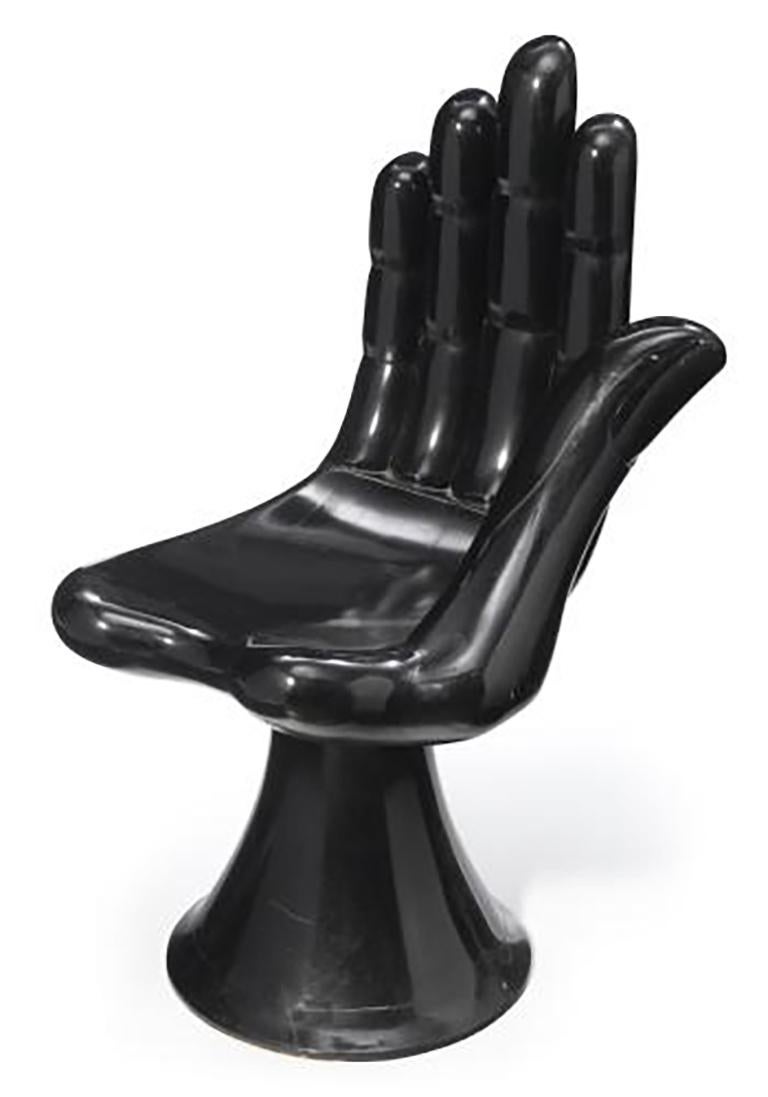 Black Leather Hand Chair Pedro Friedeberg Hand Chair Pair Of