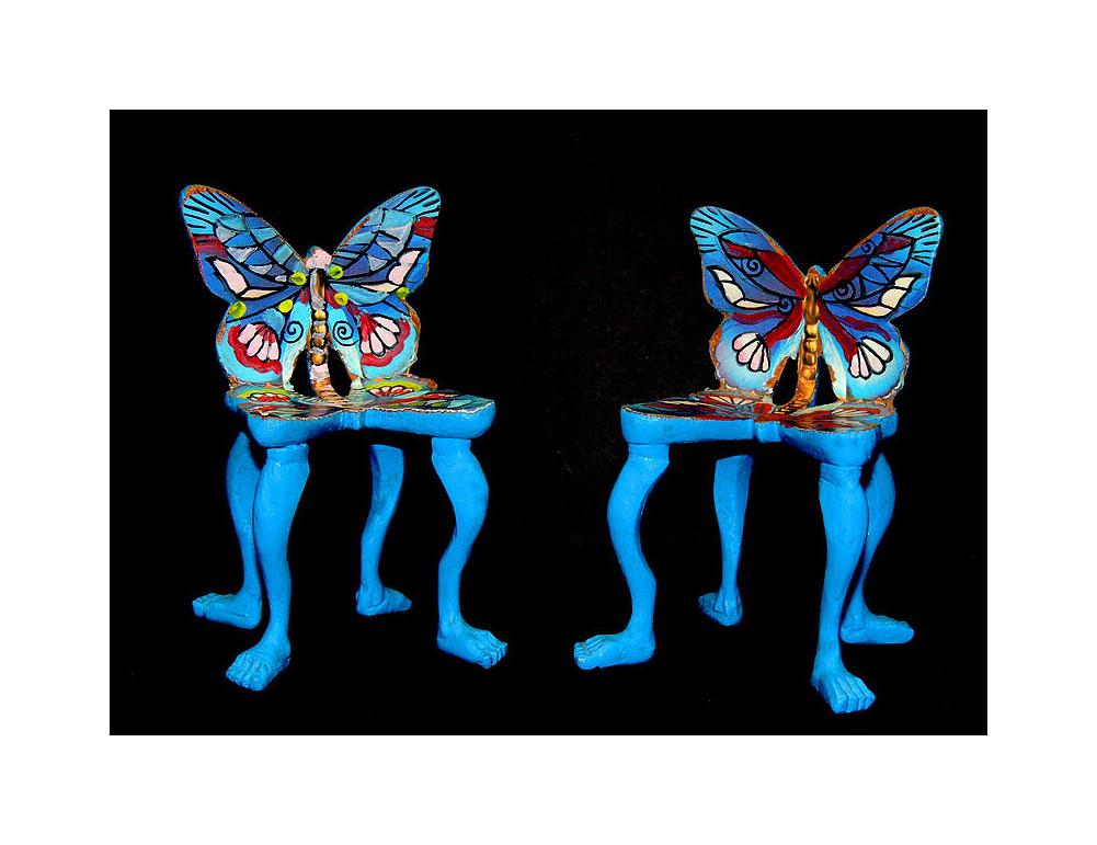 Pedro Friedeberg Hand Carved Sculpture Butterfly Chair Painting Signed Artwork For Sale 1