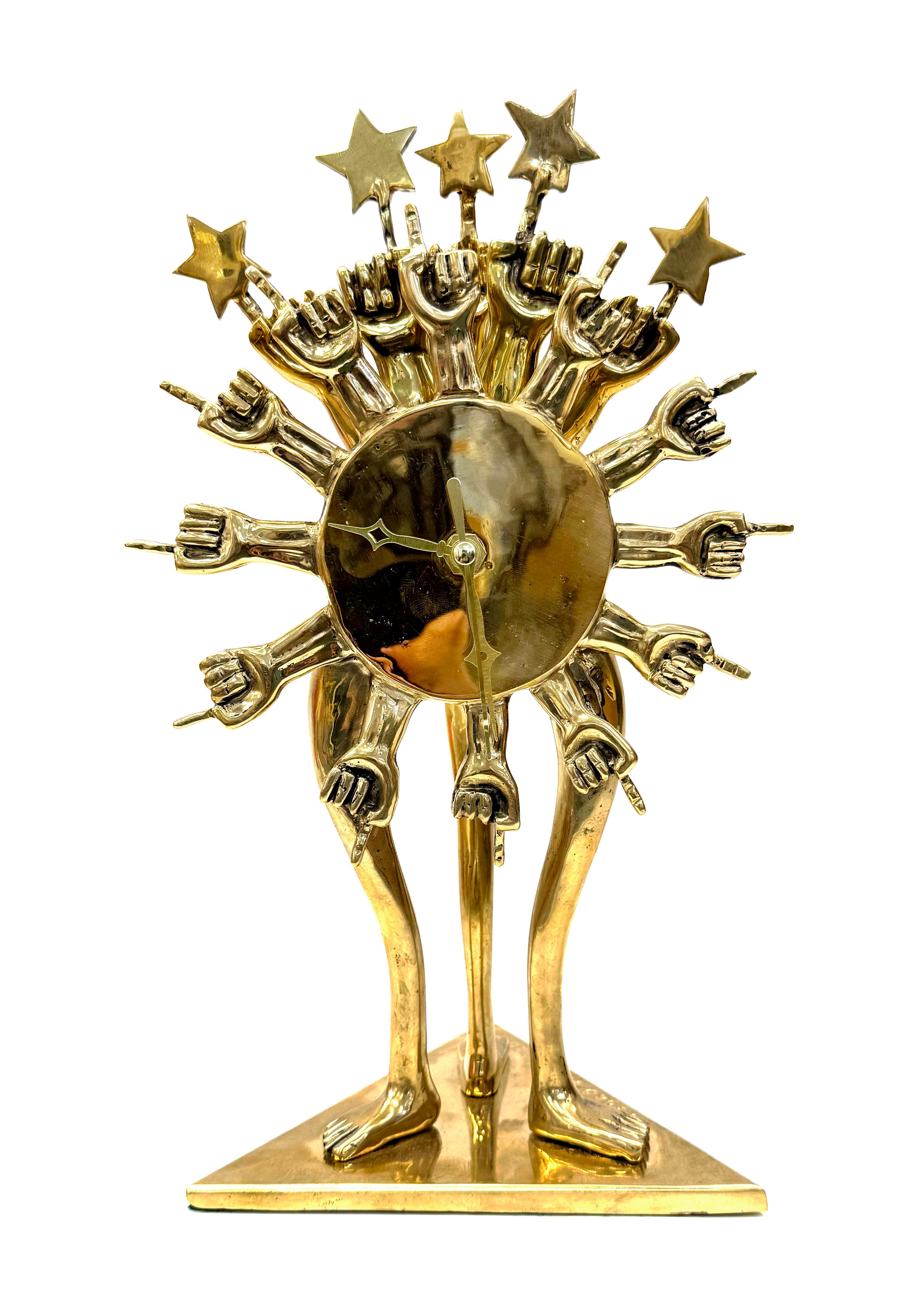 Abstract Sculpture de Pedro Friedeberg - Reloj Astrológico (rara escultura de bronce firmada)