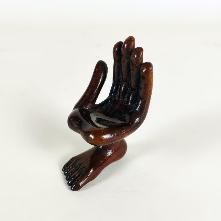 Mid-Century Modern Pedro Friedeberg Miniature Hand, Chair Wood Sculpture