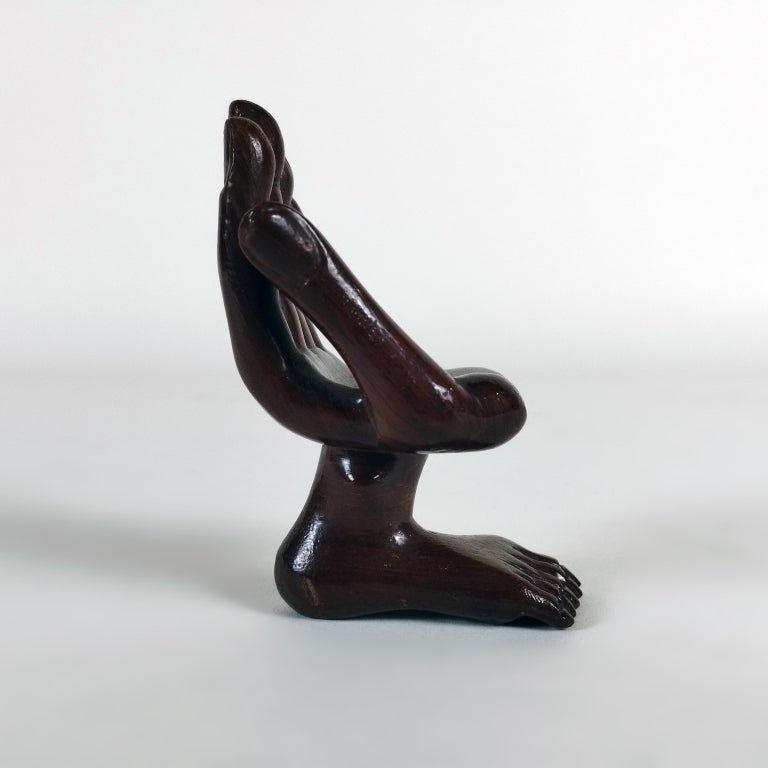 Pedro Friedeberg Miniature Hand, Chair Wood Sculpture In Good Condition In Mexico City, MX