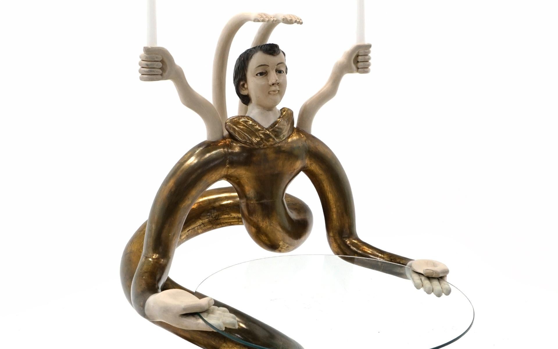 Postmoderne Bar / serveur / table / bougeoir / sculpture en forme de serpent de Pedro Friedeberg, signé en vente