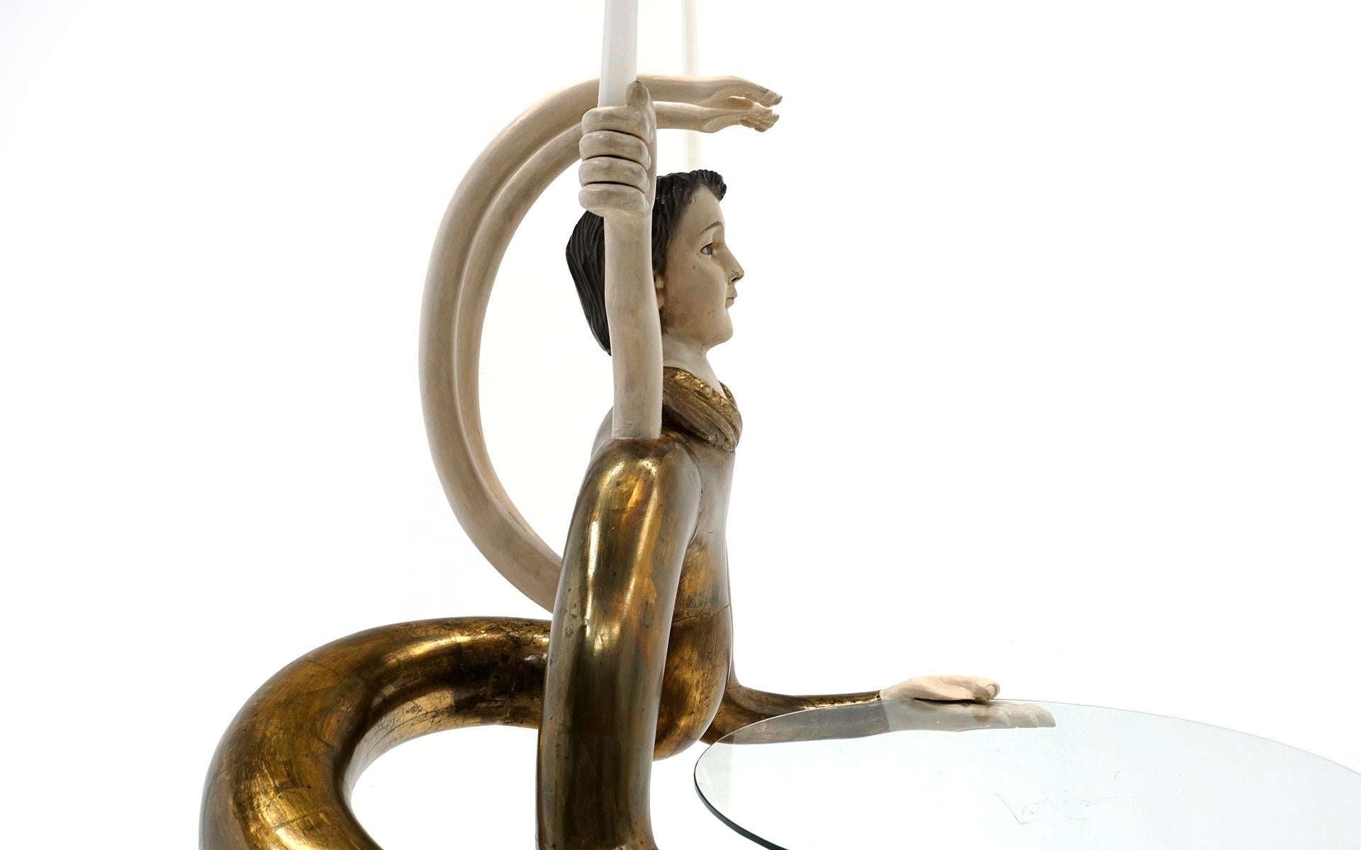 Mexican Pedro Friedeberg Snake Bar / Server / Table / Candle Holder / Sculpture, Signed For Sale