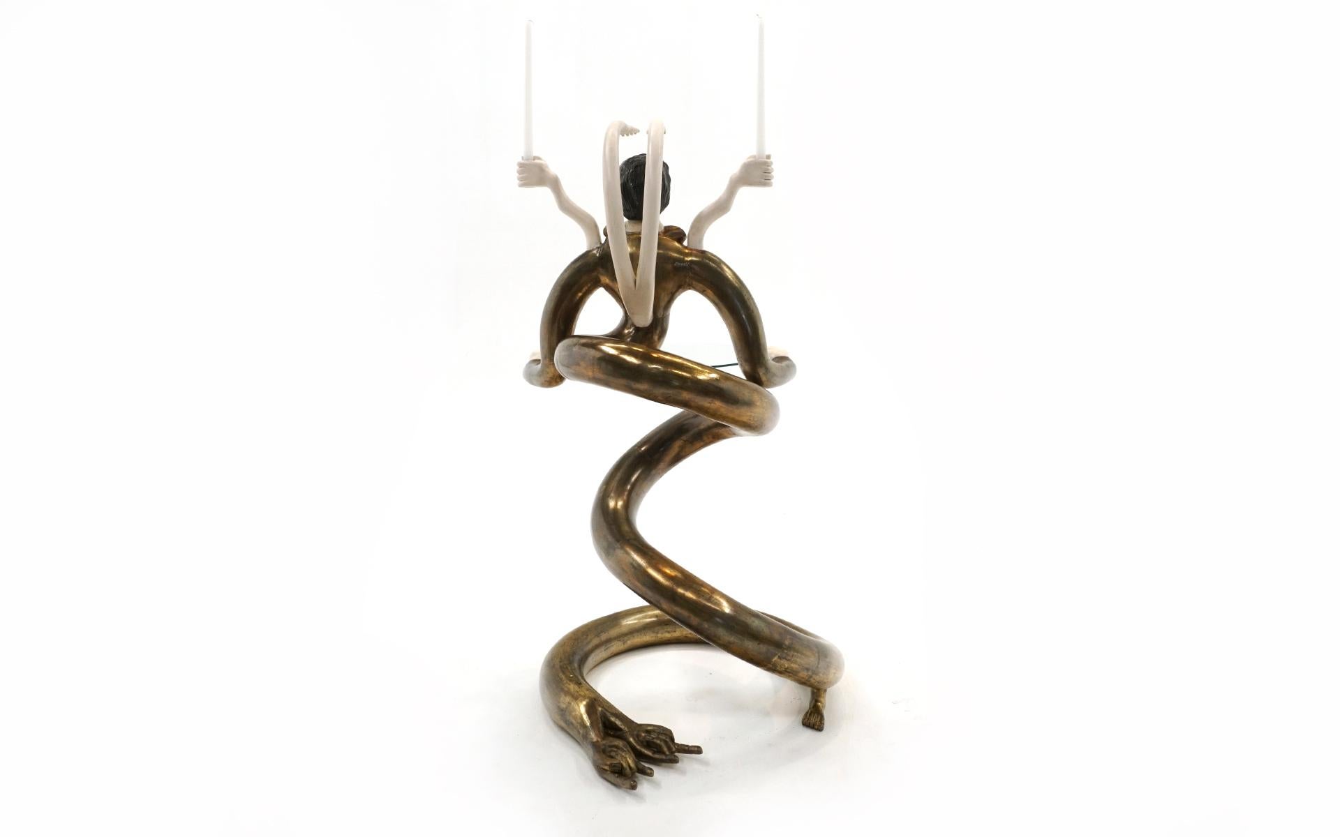Pedro Friedeberg Snake Bar / Server / Table / Candle Holder / Sculpture, Signed In Good Condition For Sale In Kansas City, MO
