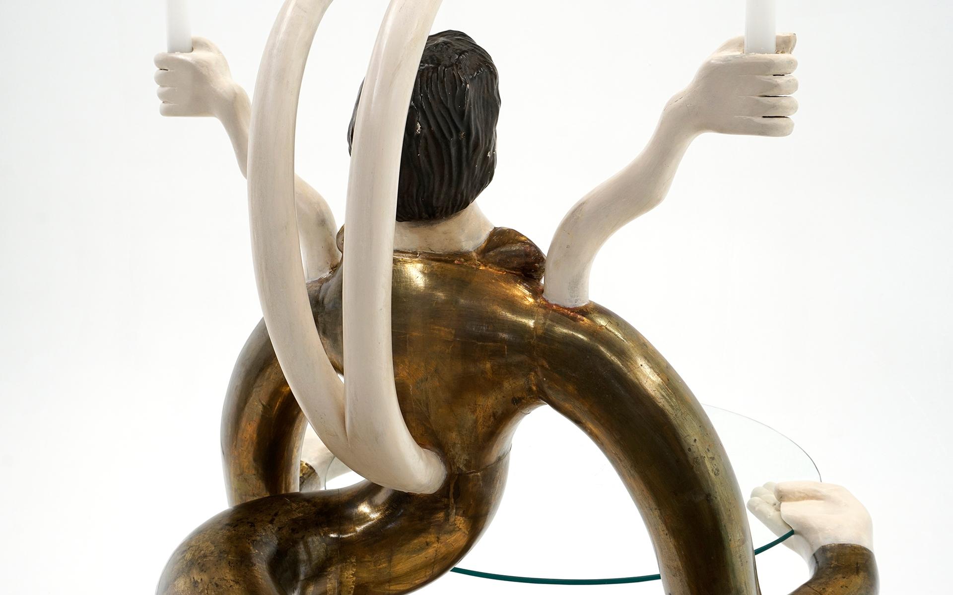 Late 20th Century Pedro Friedeberg Snake Bar / Server / Table / Candle Holder / Sculpture, Signed For Sale