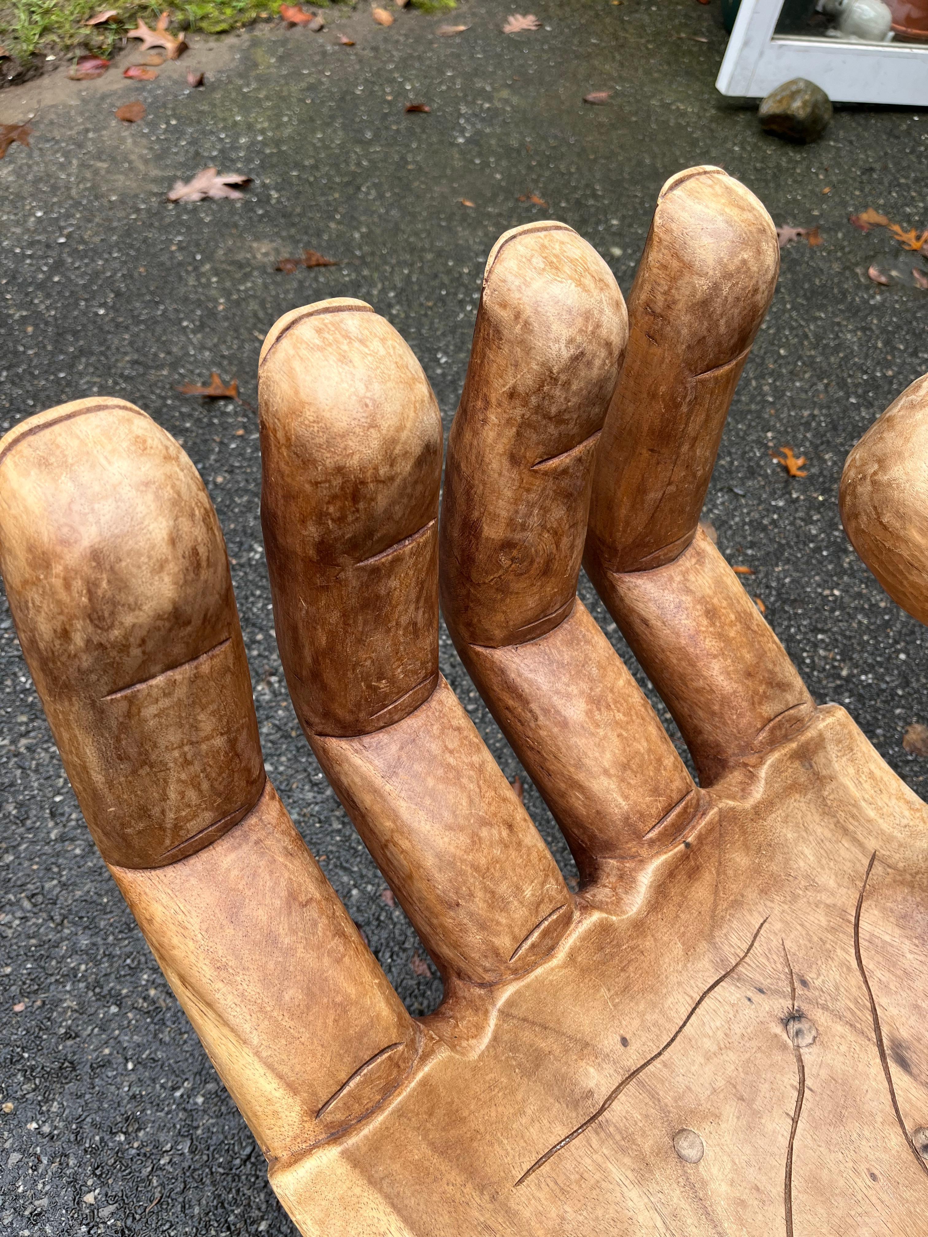 Hand-Carved Pedro Friedeberg Style “Hand” Chair For Sale