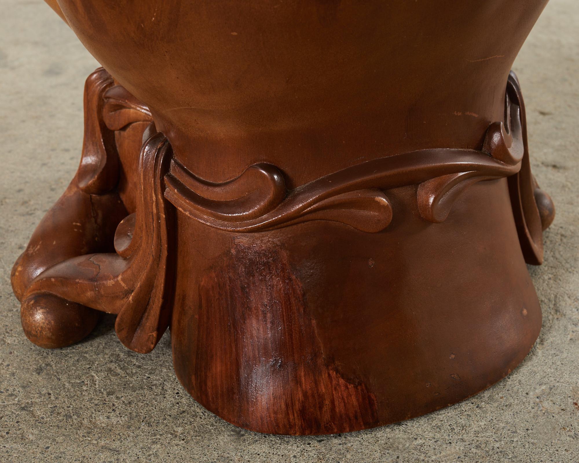 Pedro Friedeberg Style Two Hands Carved Walnut Drink Table For Sale 10
