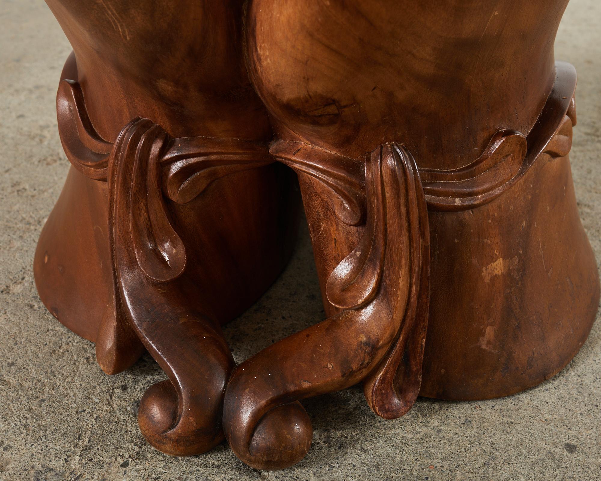 Pedro Friedeberg Style Two Hands Carved Walnut Drink Table For Sale 12