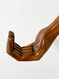 Pedro Friedeberg Style Wall Mounted Carved Wooden Coat Hook in Form of an Arm