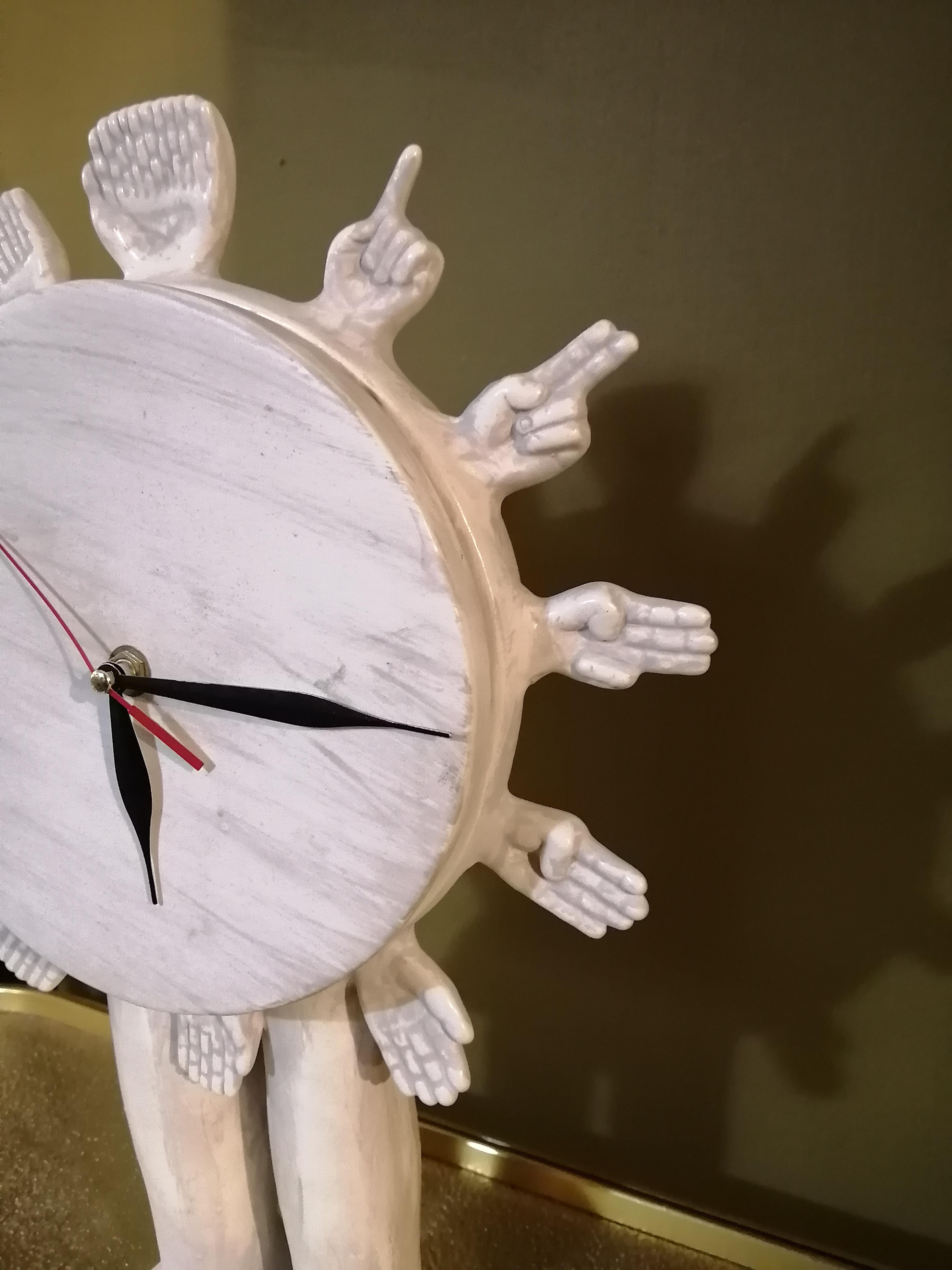 Mexican Pedro Friedeberg Surrealistic Sculptural Ceramic Mantel Clock