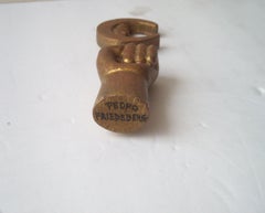 Pedro Friedeberg Wood/Gold Leaf Sculpture, Fist and Moon, Signed