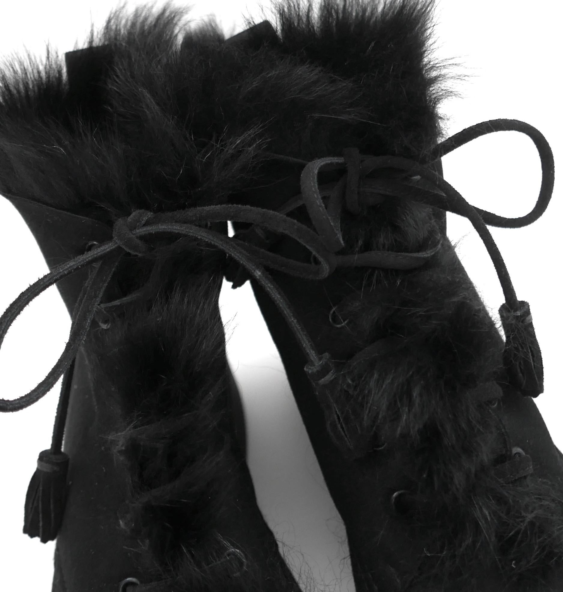 De las mujeres Pedro Garcia Botines Planos Forrados de Piel de Oveja Negros en venta