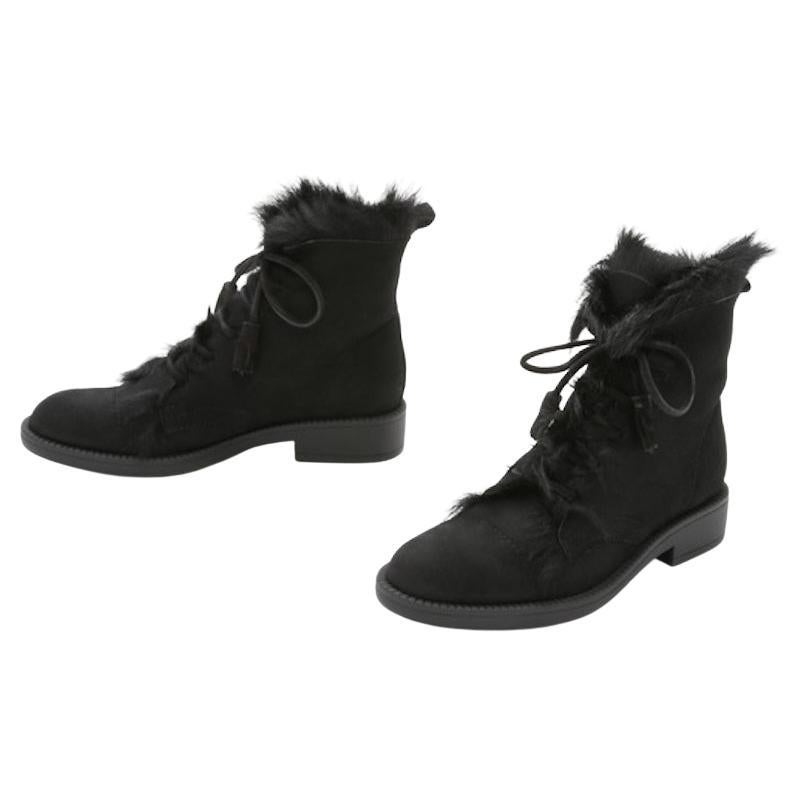 Pedro Garcia Botines Planos Forrados de Piel de Oveja Negros en venta