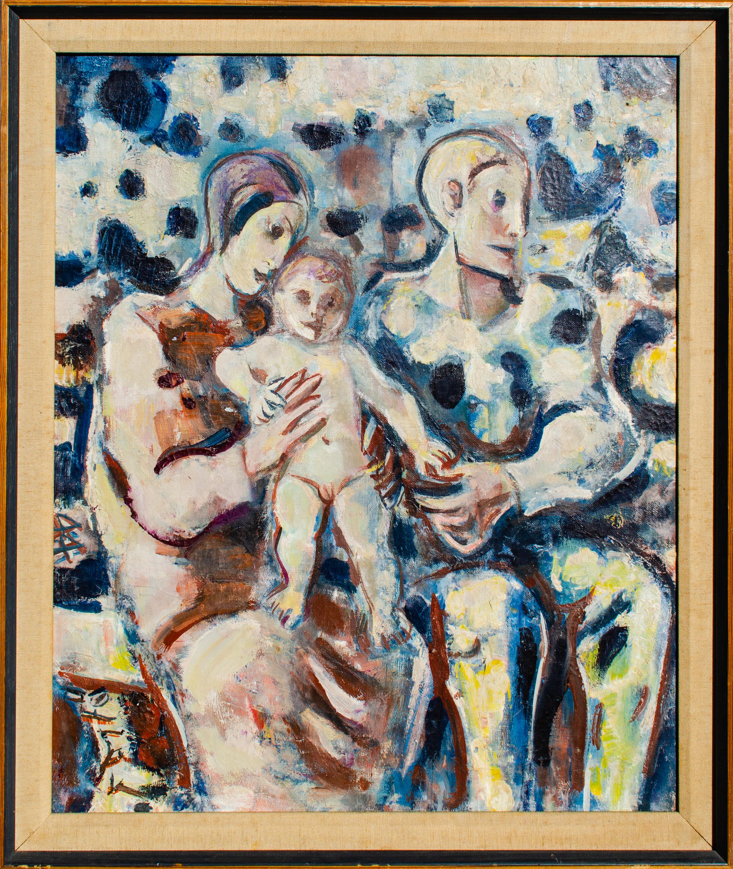 Pedtro Gasto Vilanova (Spanisch, 1908-1997)
Ohne Titel (Familie), 1944
Öl auf Leinwänden
21 7/8 x 18 3/8 Zoll.
Gerahmt: 24 3/4 x 21 1/3 Zoll.
Signiert und datiert auf der linken Seite. 
Verso beschriftet: PAG 18 3/8 / 21 7/8 