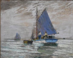 "AFTERNOON ON THE BAY" SEASCAPE SAILBOAT SCENE PAUL SCHUMANN DIED 1946