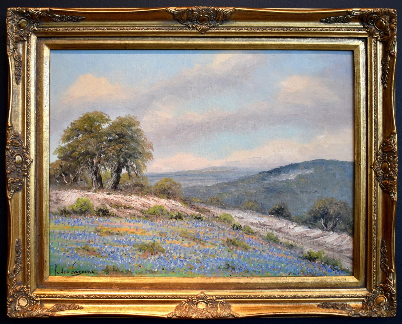Pedro Lazcano Landscape Painting - "Bluebonnet"  Texas Hill Country Scene