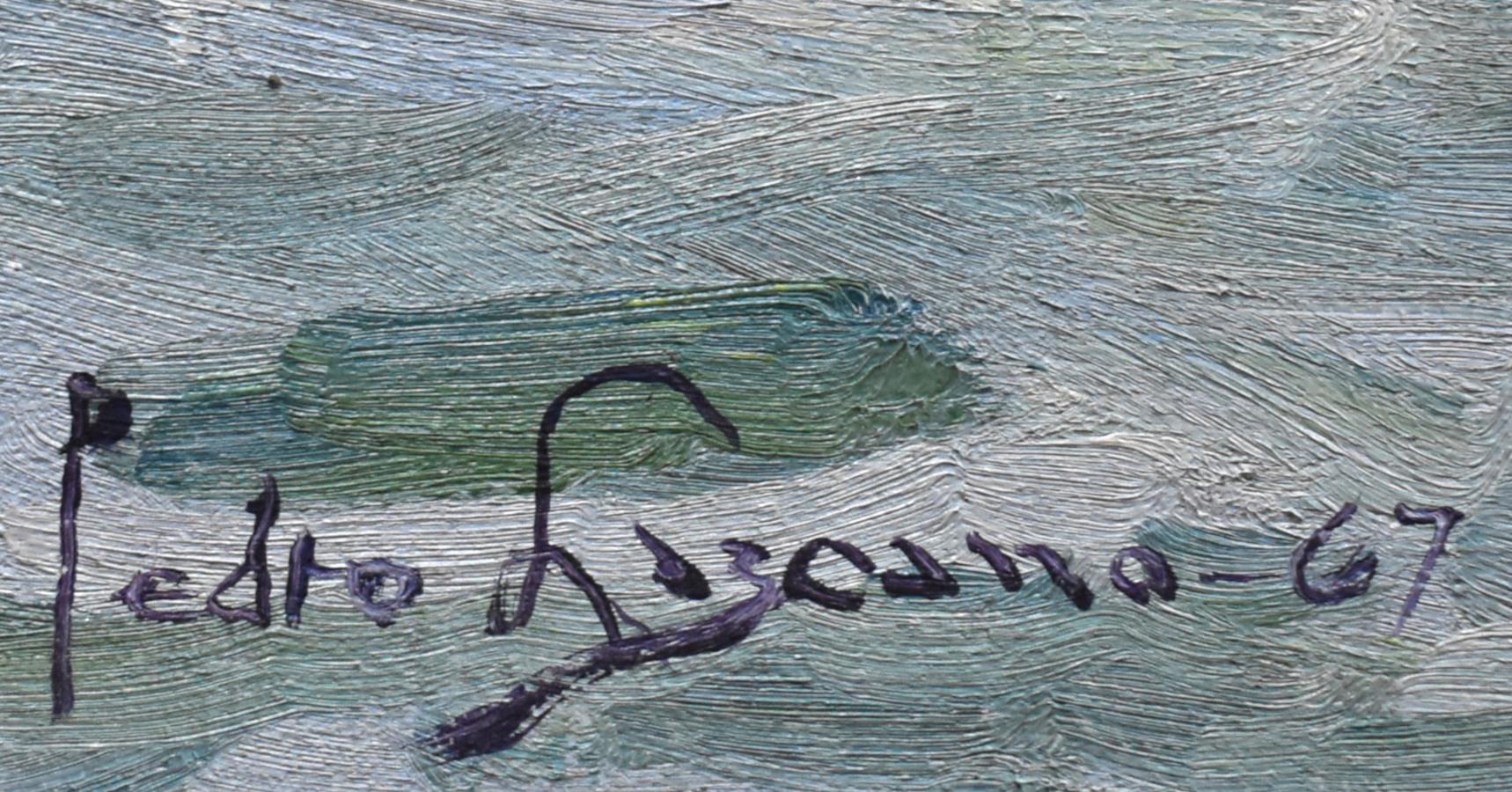 „ROUGH COAST“ SEASCAPE SHORELINE FRAMED 25 X 31 (Impressionismus), Painting, von Pedro Lazcano