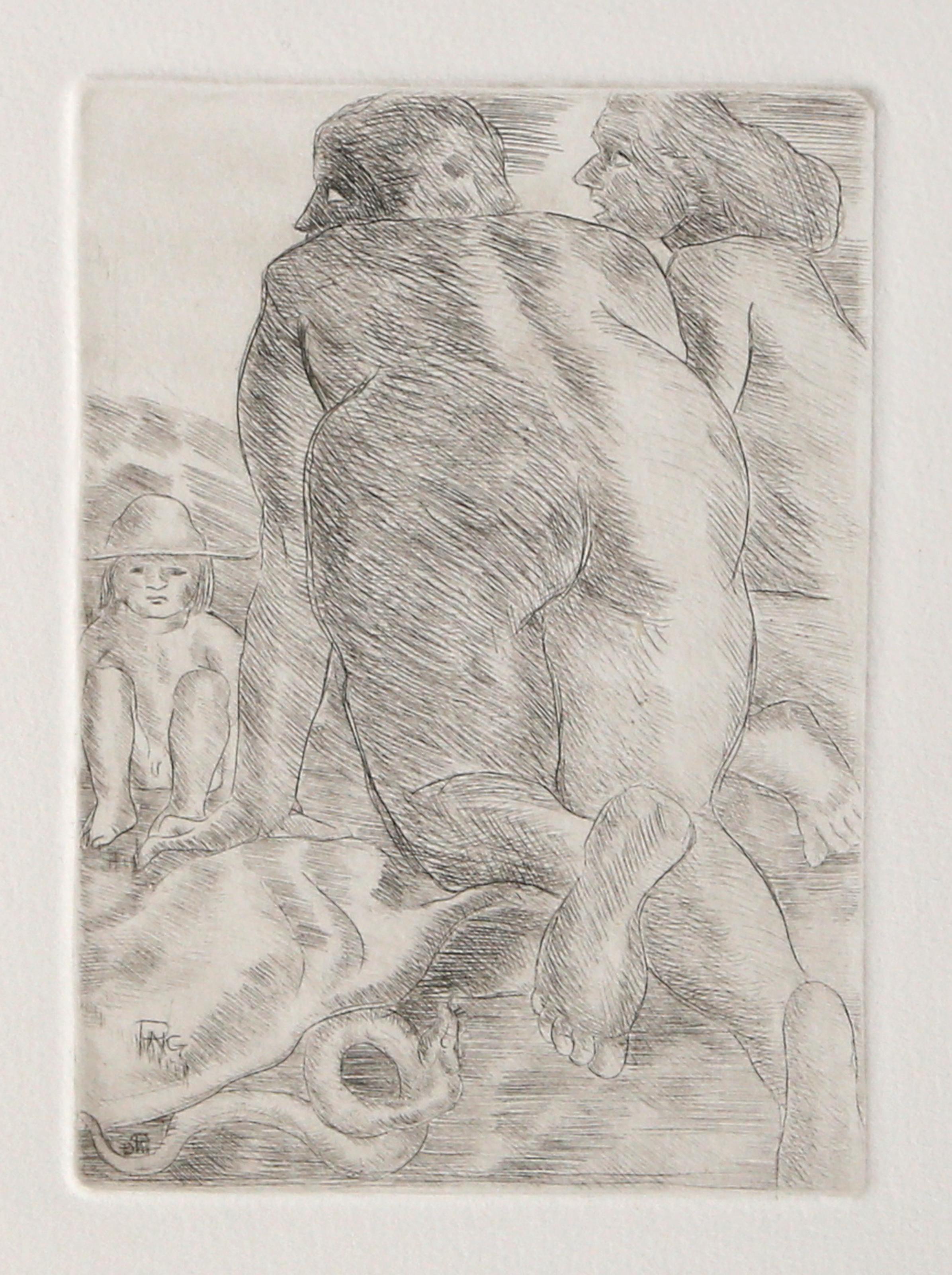 "Recuerdos de la Violencia" is an etching on Arches by Colombian artist Pedro Nel Gomez (1899-1984), from the Graficario de la Lucha Popular en Colombia -- a 1977 portfolio of 32 works by 32 Colombian artists organized by the Prografica Workshop in