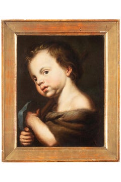 Antique 17th Century by Pedro Nunez Portrait of a Child Oil on Canvas