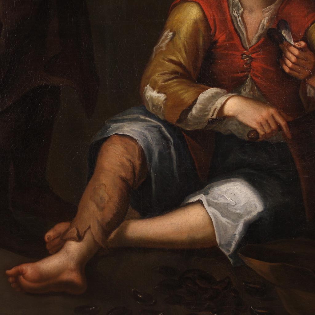 18. Jahrhundert Öl auf Leinwand Spanische Malerei Genreszene, 1740 im Angebot 10