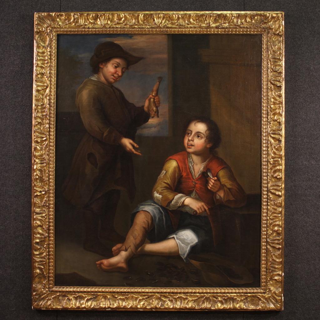 Pedro Nunez De Villavincenzo Figurative Painting – 18. Jahrhundert Öl auf Leinwand Spanische Malerei Genreszene, 1740