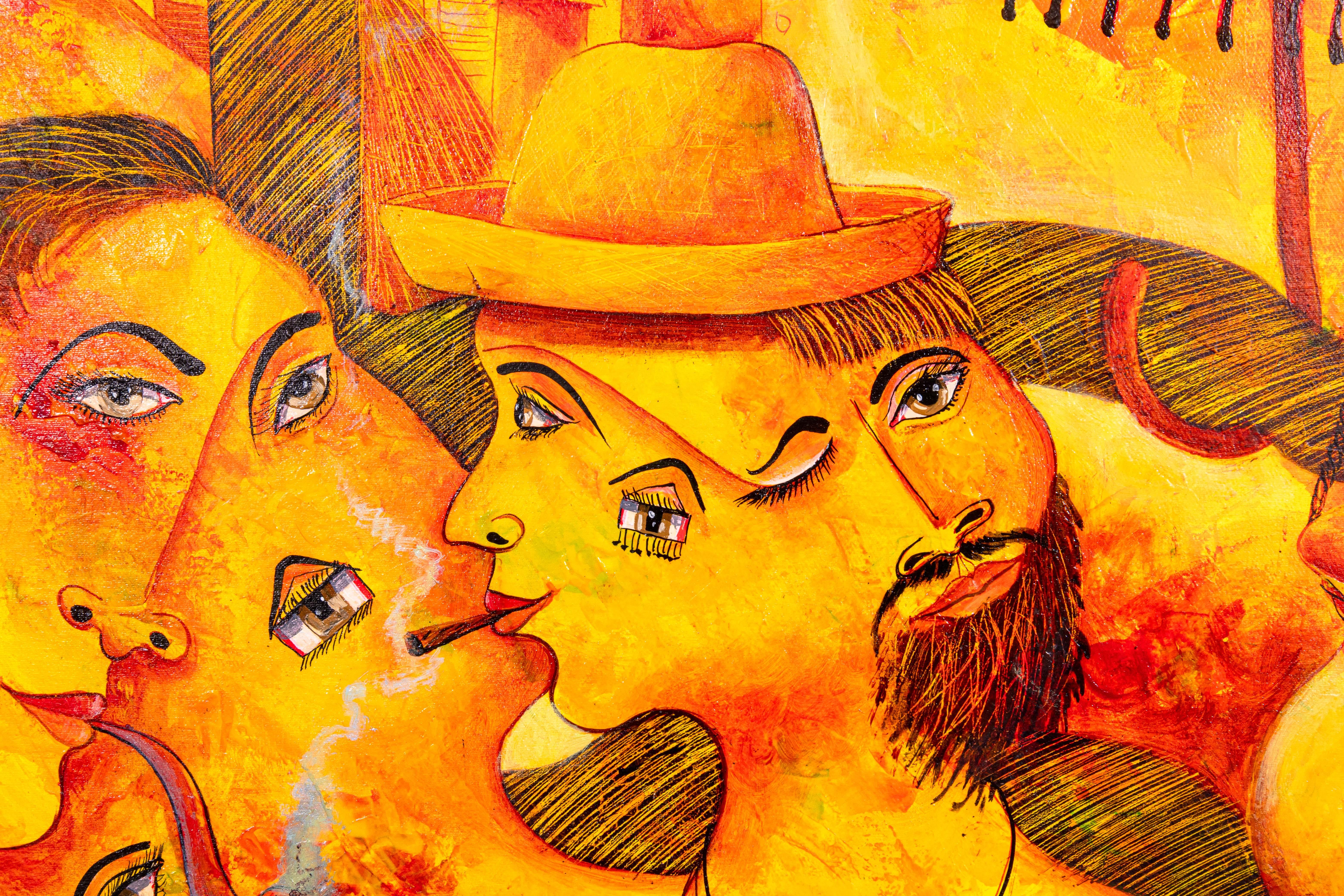 Pedro Ortegarias Familia Ciameses Pintura sobre lienzo en técnica mixta firmada 2005 en venta 1