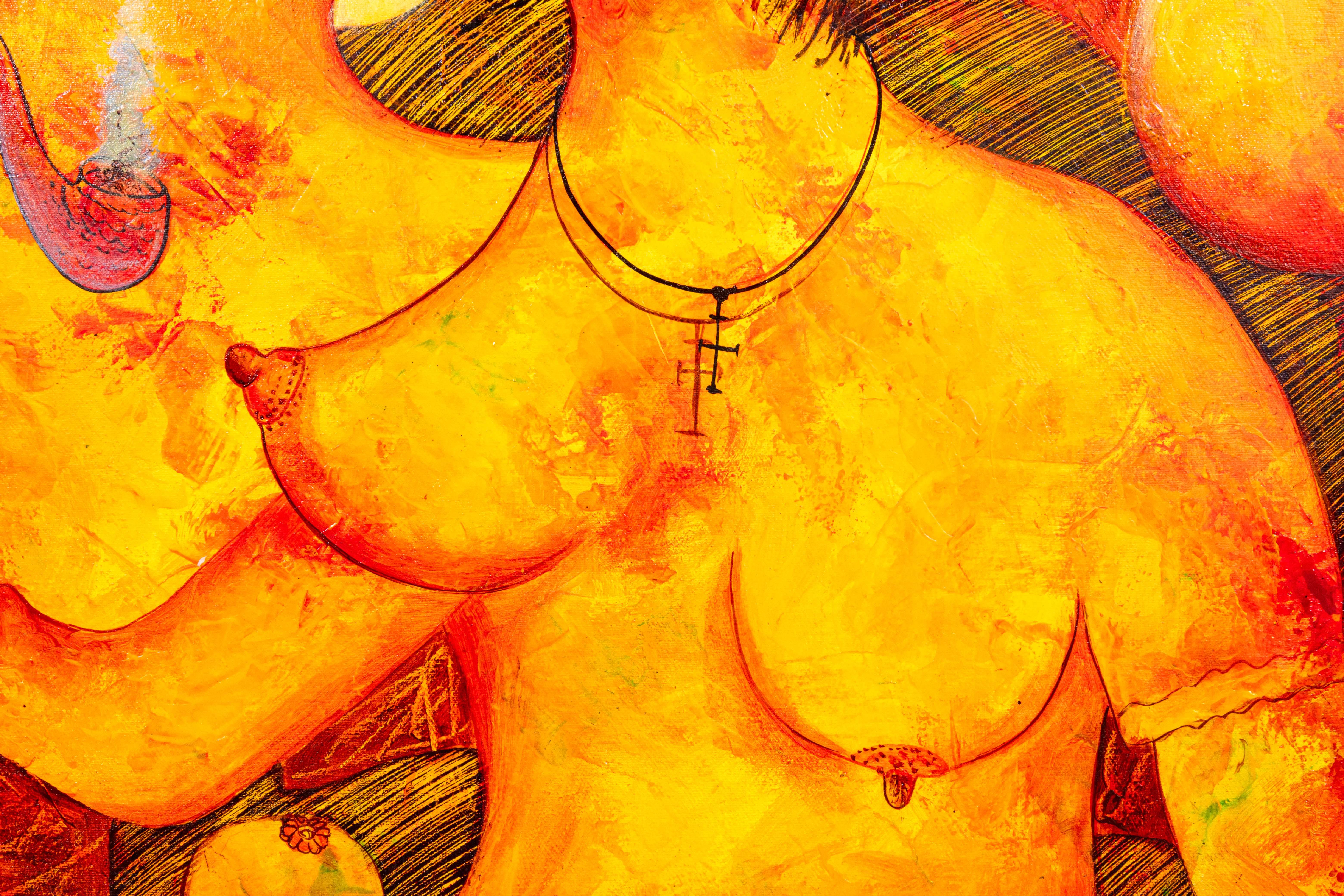 Pedro Ortegarias Familia Ciameses Pintura sobre lienzo en técnica mixta firmada 2005 en venta 3